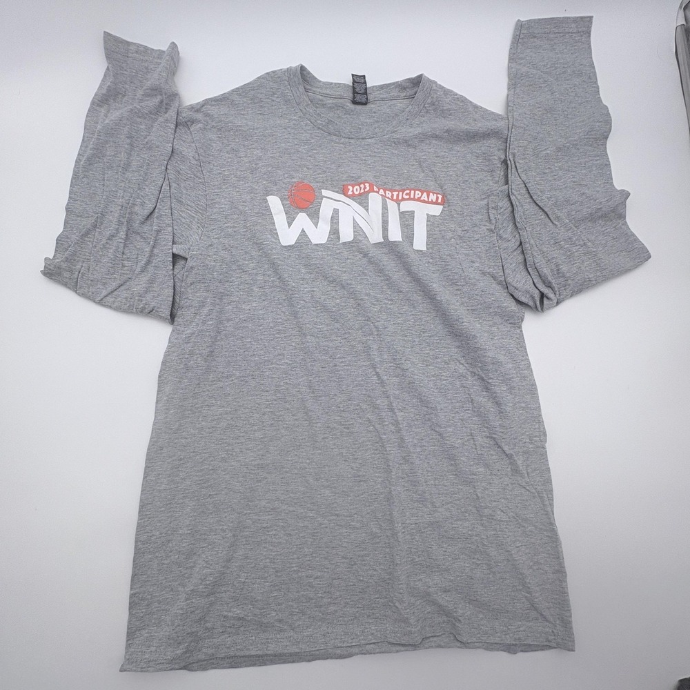 District Shirt Mens Large Gray Long Sleeve WNIT 2023‎ Participant Basketball Tee